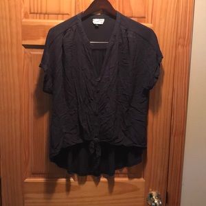 Black high/low front tie shirt, size XXL